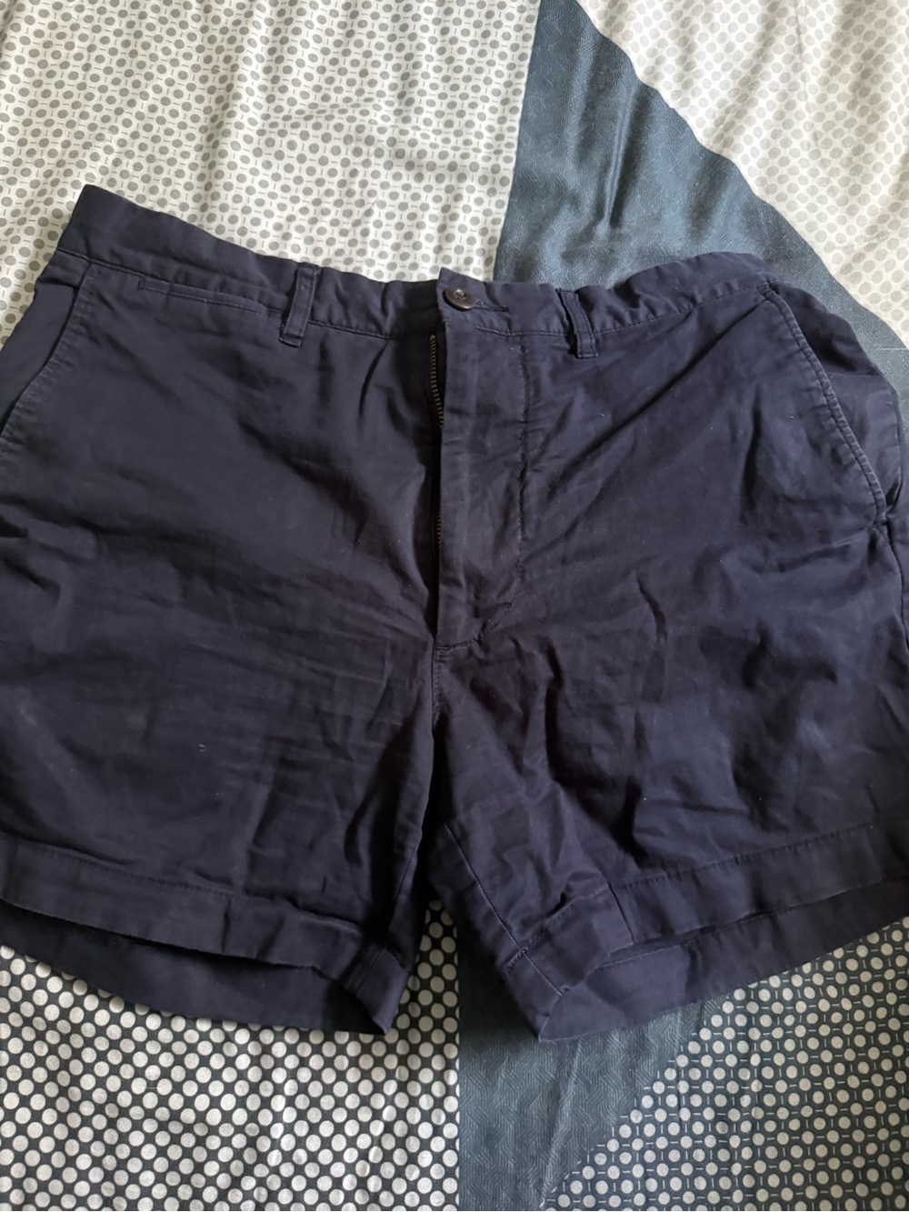 Men's Flat-Front Navy Cotton Blend Shorts